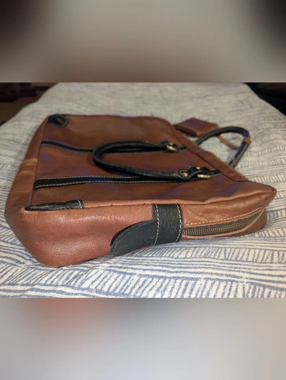 AmeriLeather Leather Messenger Bag Tobacco Brown Satchel Laptop Carrier Vintage